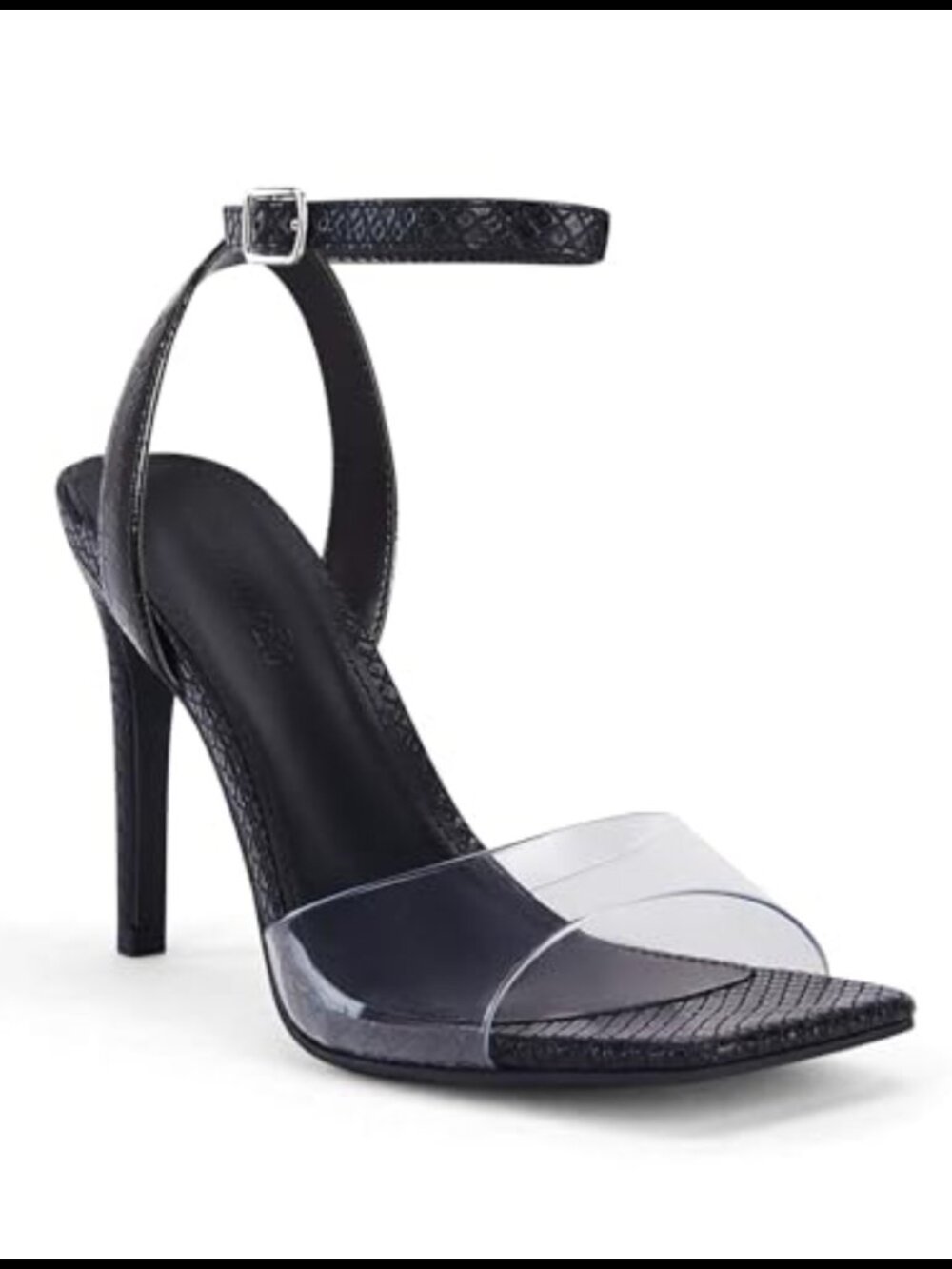 Clear Ankle Strap Stiletto High Heel Sandals Square Toe Dress Shoes